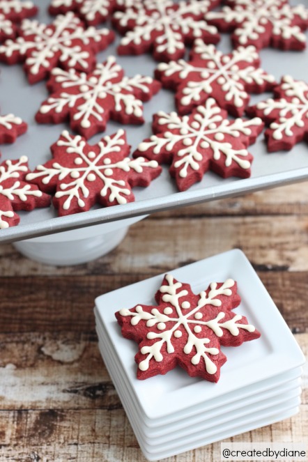 Red Velvet Snowflake Cookies — Created by Diane